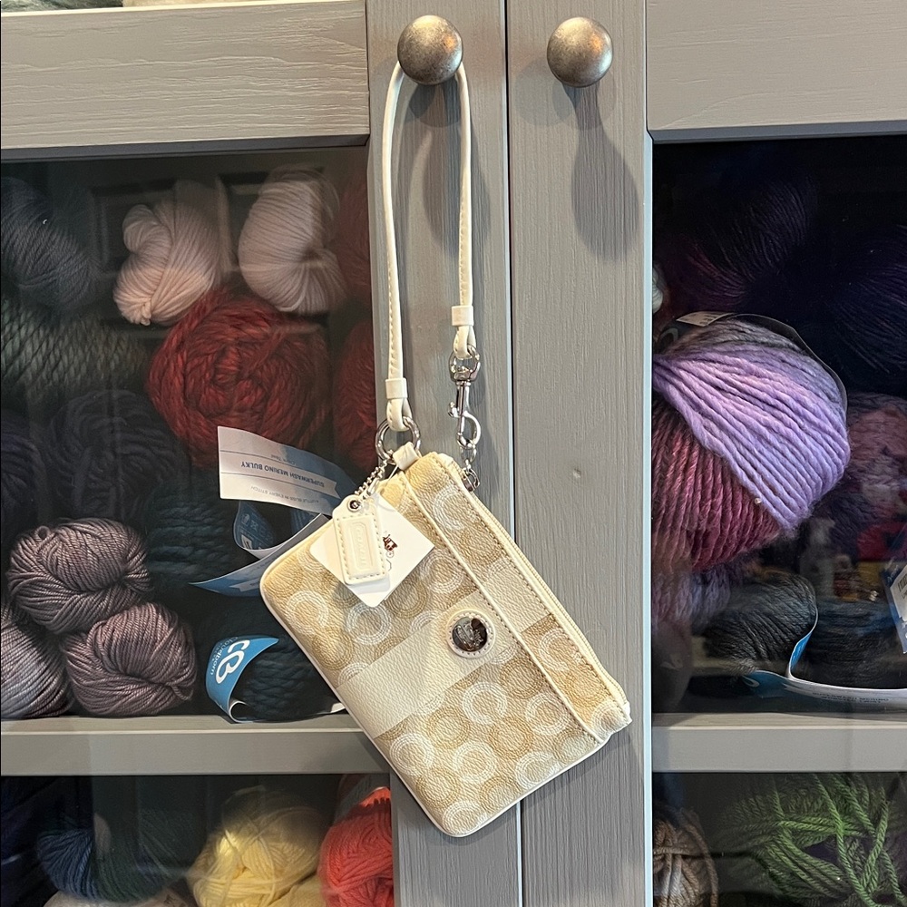 Coach Cream Wristlet Clutch